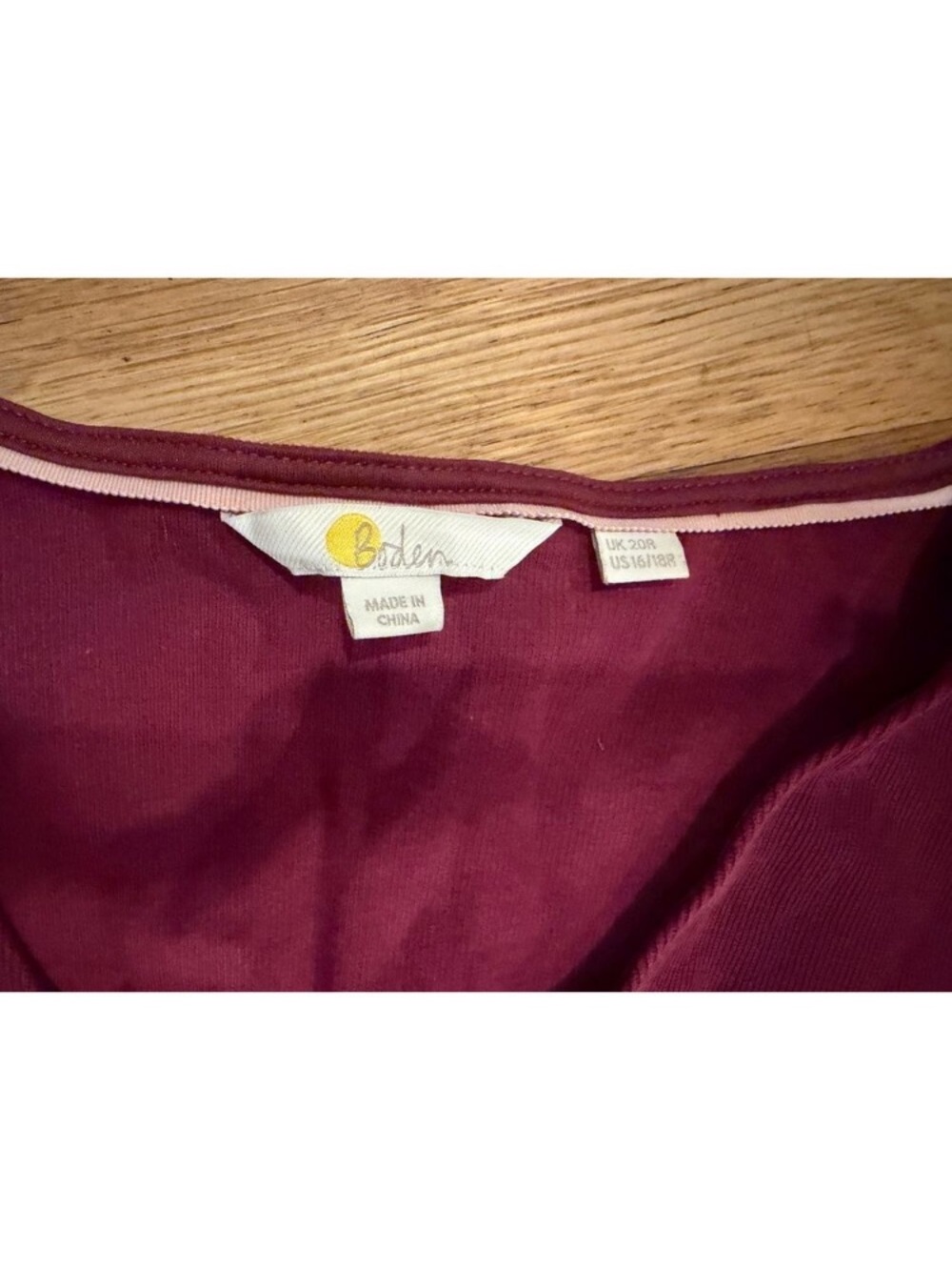 Boden Burgundy Midi Dress with Waist Tie - Picture 9 of 9
